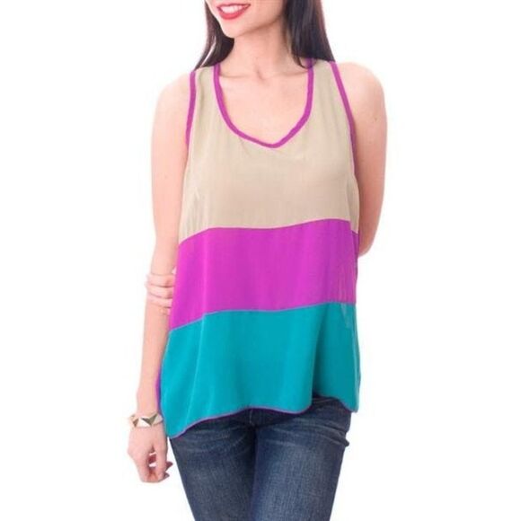 Women Shasa Multi Color Front Panel Top Large - Picture 9 of 10